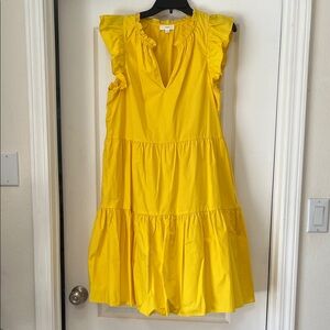 A Loves A Yellow Ruffle Sleeveless Dress, M
